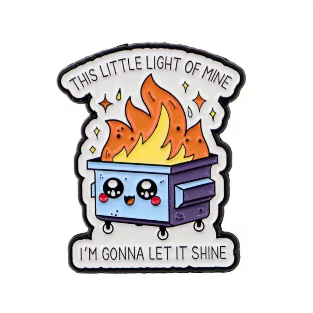Dumpster Fire “This Little Light of Mine” Enamel Lapel Pin Brooch NEW & SO CUTE!
